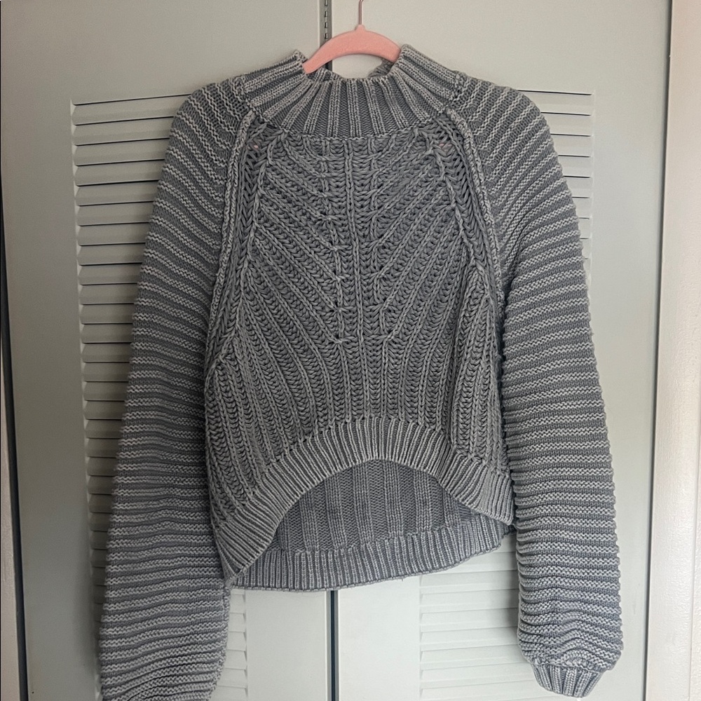 Free People Gray Cable Knit Sweater
